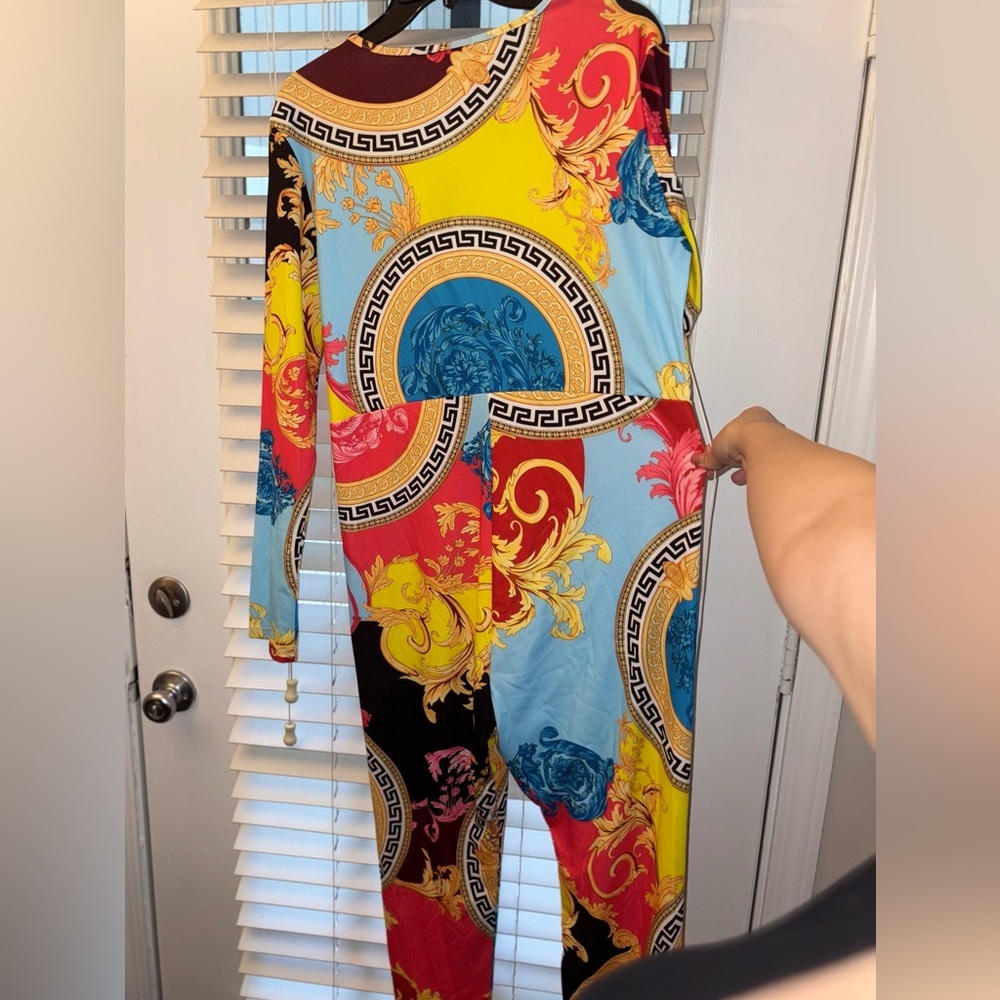 Designer-Inspired Baroque Print Jumpsuit – Size 2X - Picture 5 of 11